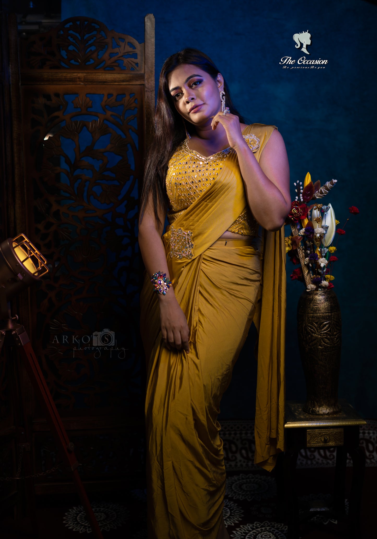 Ready to wear Jimmy Choo Sarees Mustard Yellow